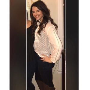 Madewell ivory sheer long sleeve blouse